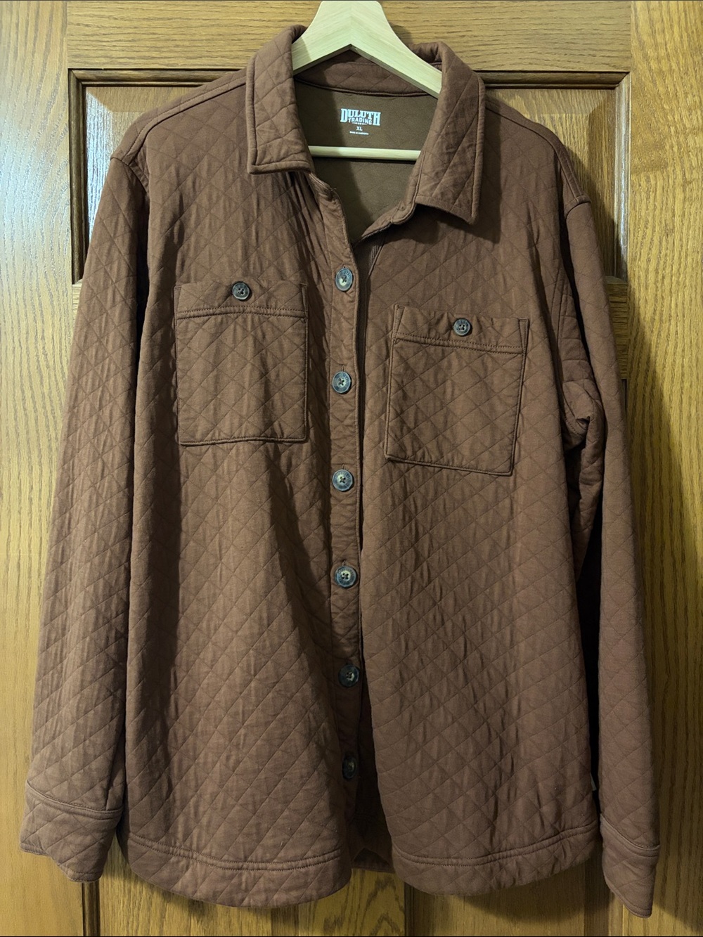 Duluth Trading Co Quilted Brown Shirt Jacket